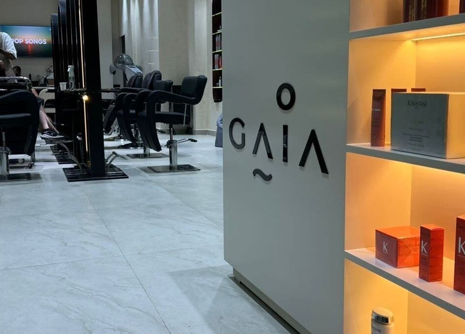 Elegant hair salon interior at Gaia Beauty Lounge, Dubai, Dubai, AE, showcasing modern styling stations.