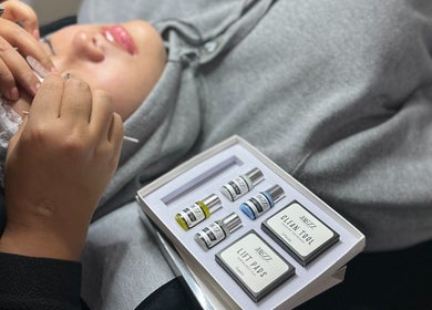 Lash treatment at Magicallybyzz, Petaling Jaya, Selangor, MY with treatment kit visible in the foreground.