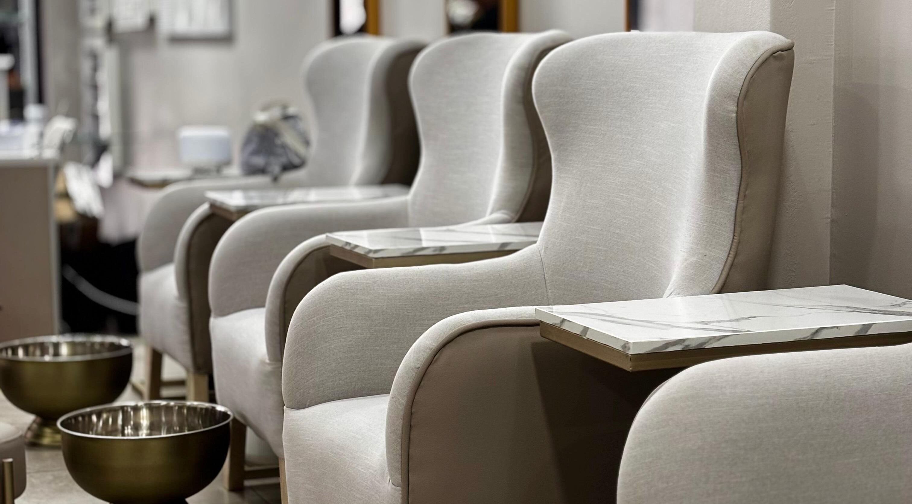 Luxurious pedicure chairs at The Treat Kyalami, Midrand, Gauteng, ZA, offering a serene spa experience.