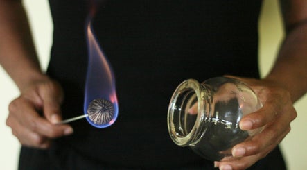 Cupping therapy at Iyengar Holistic, Willemstad, CW with flame preparation.