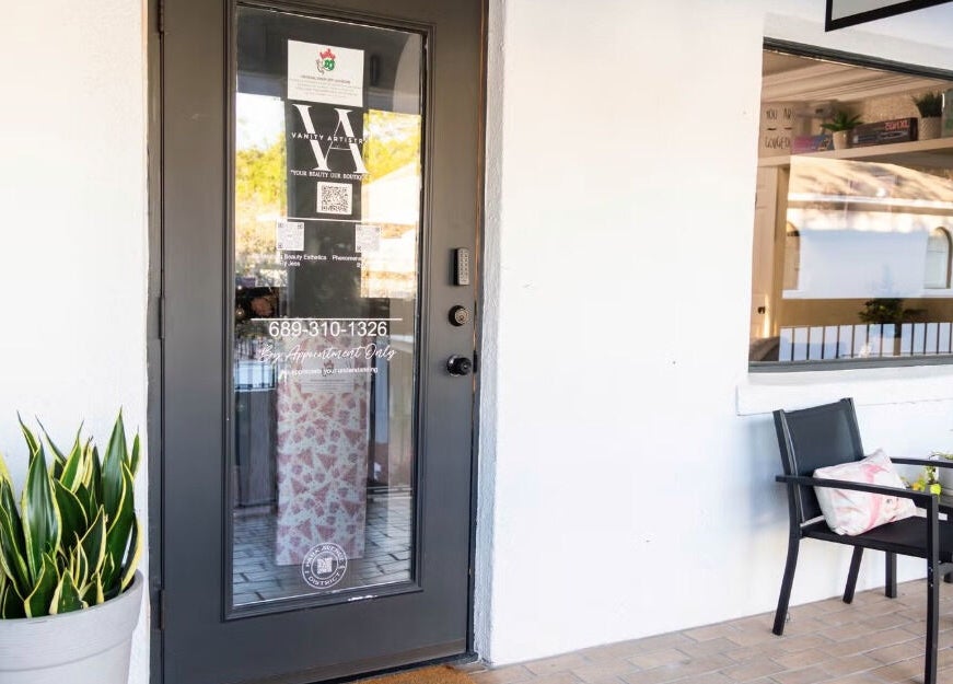 Entrance of Jess at Vanity Artistry, Winter Park, Florida, US, featuring stylish decor and modern design.