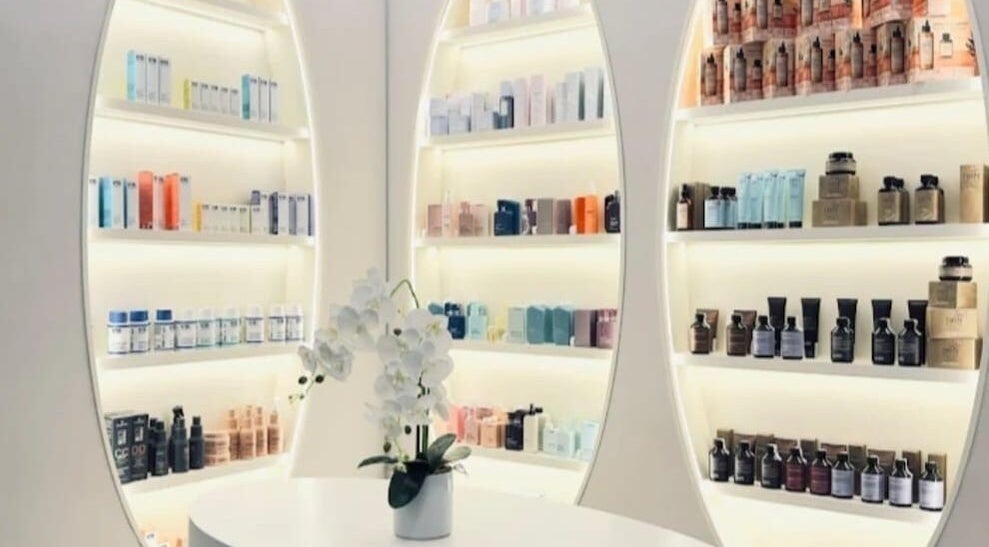 Elegant product display at Hair Colosseum Beauty Salon in Dubai, AE featuring a variety of beauty essentials.