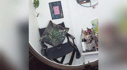 Cozy makeup corner at Little Beauty Secrets, Cowdenbeath, Scotland with chair and beauty products.