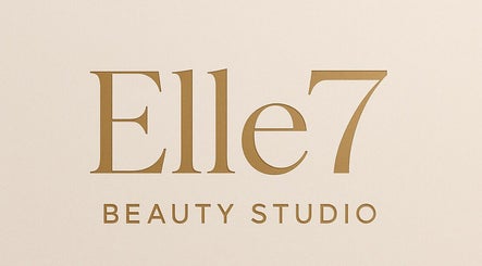 Elle7 Beauty Studio logo in gold on cream background, located in Uppingham, England, GB.