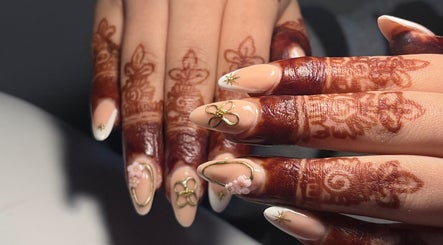 Intricate henna and nail art at Nails by Gurleen in Delta, British Columbia, CA.