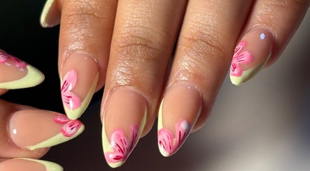 Artistic floral nail design at Nails by Gurleen, Delta, British Columbia, CA. Perfect for elegant styles.