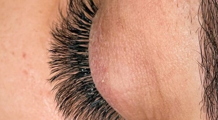 Closeup of lush eyelashes at MesmerEyes Beauty in Baldwin, New York, US.
