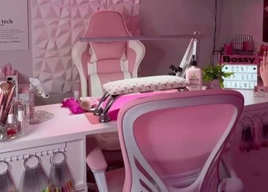 Elegant nail station at nailsby_nara in Bridgetown, Saint Michael, BB, featuring a chic pink setup.