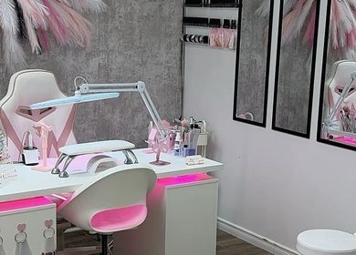 Stylish nail station at nailsby_nara, Bridgetown, Saint Michael, BB with chic decor and modern amenities.