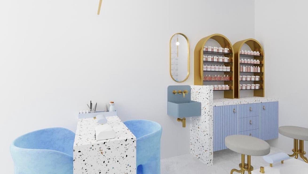 Modern nail station at Nail Affinity, Lusaka, Lusaka Province, ZM, featuring stylish decor and elegant seating.