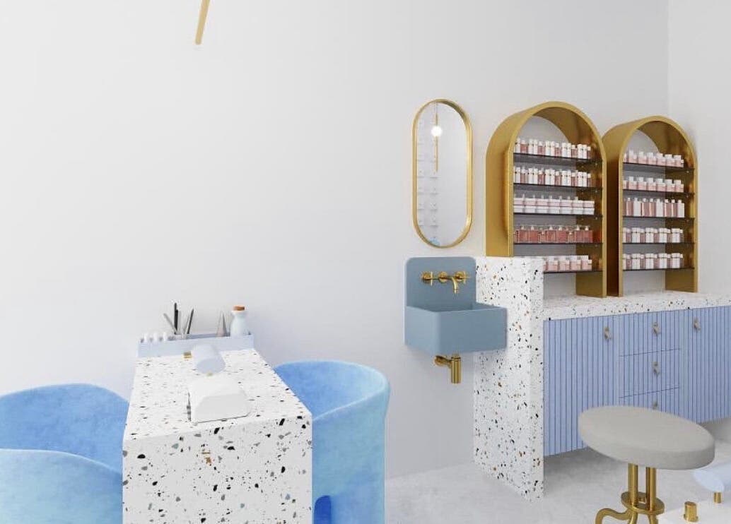 Modern nail station at Nail Affinity, Lusaka, Lusaka Province, ZM, featuring stylish decor and elegant seating.