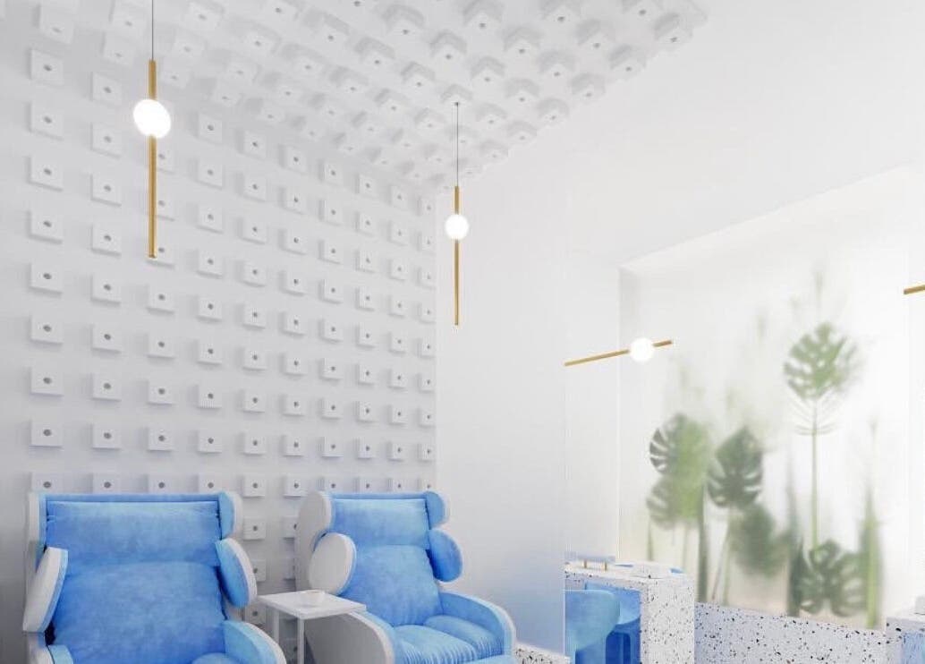 Luxurious seating at Nail Affinity, Lusaka, Lusaka Province, ZM with elegant decor and soft lighting.