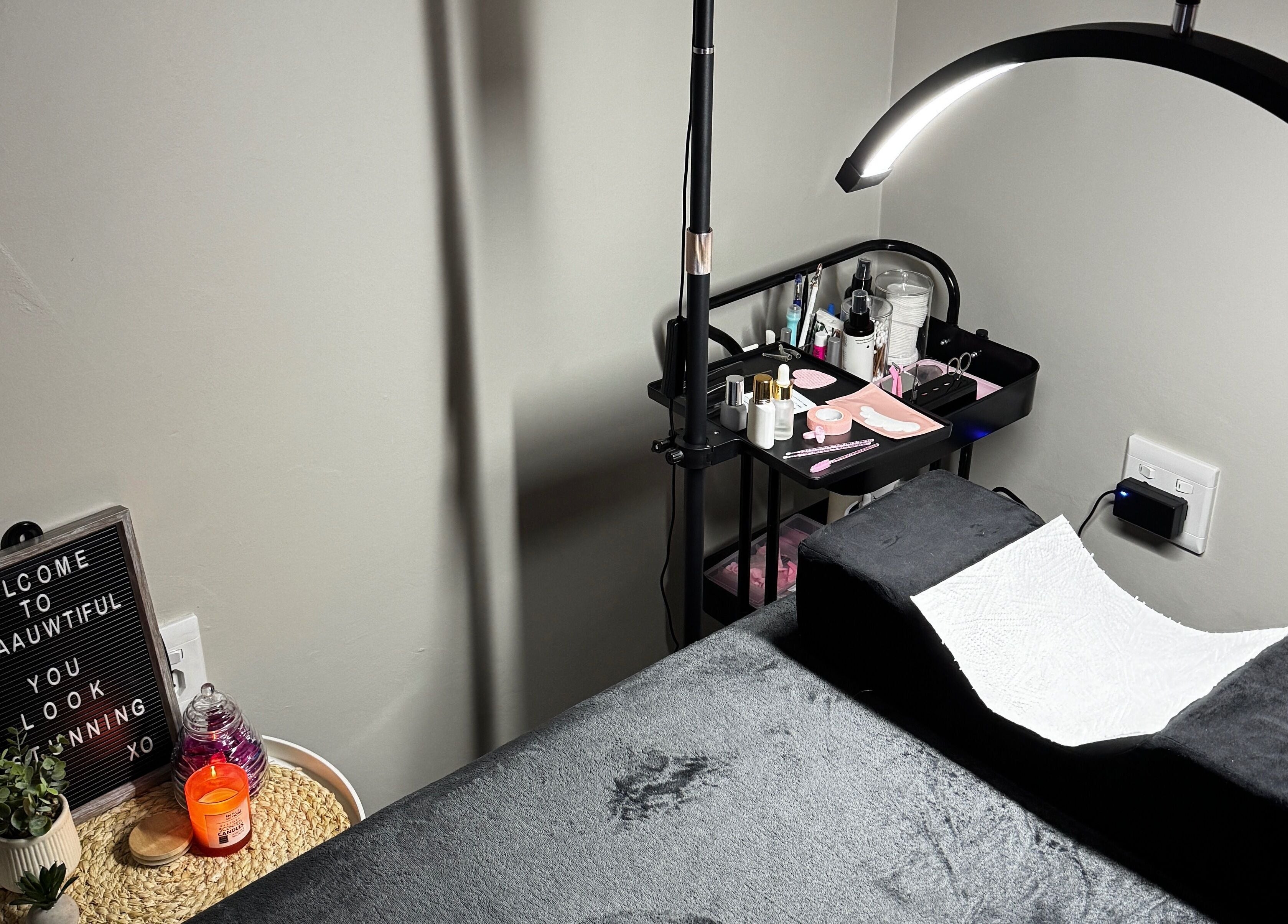 Treatment room at Blaauwtiful Brows & Lashes, Pretoria, Gauteng, ZA featuring a cozy setup for lash services.
