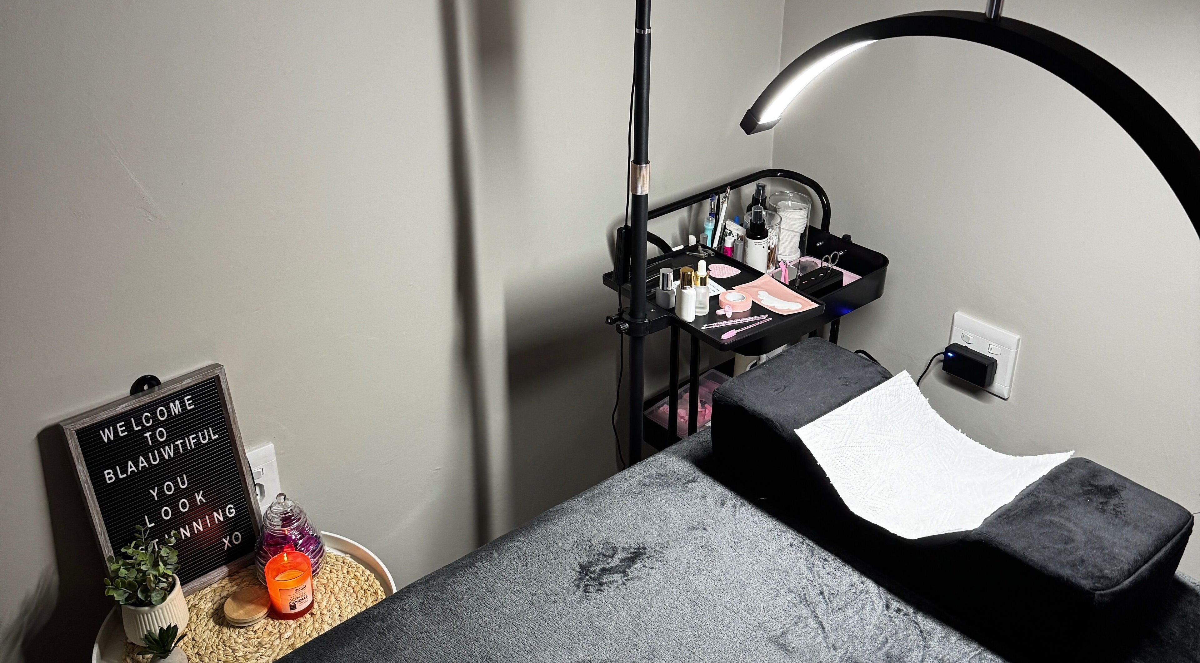 Treatment room at Blaauwtiful Brows & Lashes, Pretoria, Gauteng, ZA featuring a cozy setup for lash services.