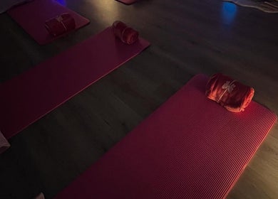 Relaxing yoga mats setup at Manifest Hypnotherapy, Kirkintilloch, Scotland, GB for wellness sessions.