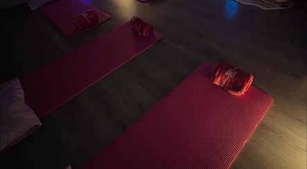 Relaxing yoga mats setup at Manifest Hypnotherapy, Kirkintilloch, Scotland, GB for wellness sessions.