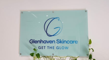 Logo of Glenhaven Skincare in Glenhaven, New South Wales, AU displayed on a stylish glass board with green accents.