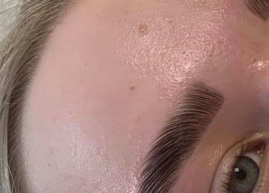 Close-up of professionally shaped eyebrows by Ibrowednlashed in Glasgow, Scotland, GB.