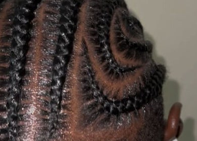 Intricate braided hairstyle at Styles of Nae, Mangrove Terrace, Saint Philip, BB, showcasing expert craftsmanship.