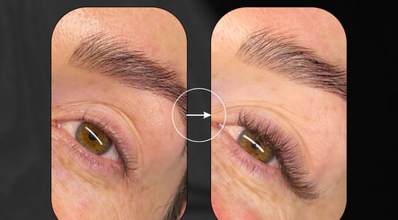 Before and after lash enhancement at Lashd, Eccles, England, GB demonstrating dramatic eye transformation.