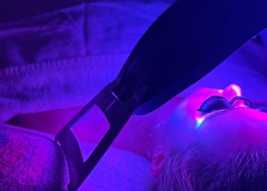 LED light therapy session at Emily - Skin Rest Results, Sheffield, England, GB in a serene spa setting.
