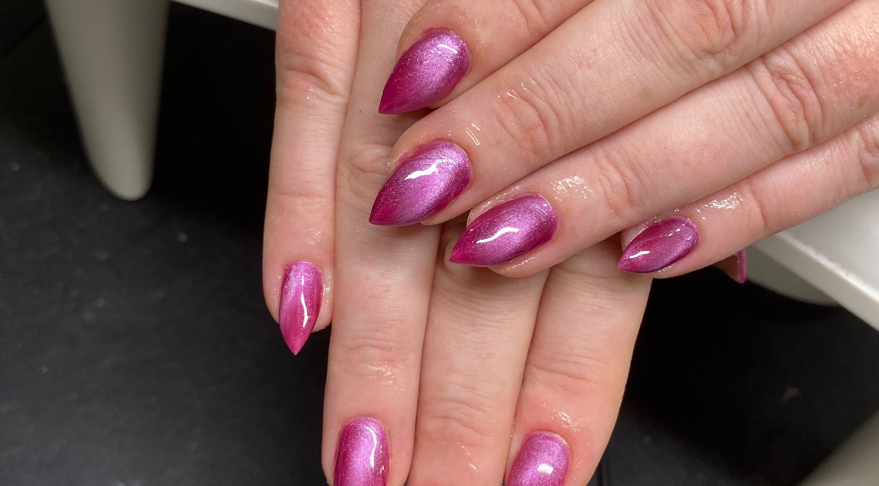 Stylish pink manicure at TheNailBoy, Aberdeen, Scotland, GB.