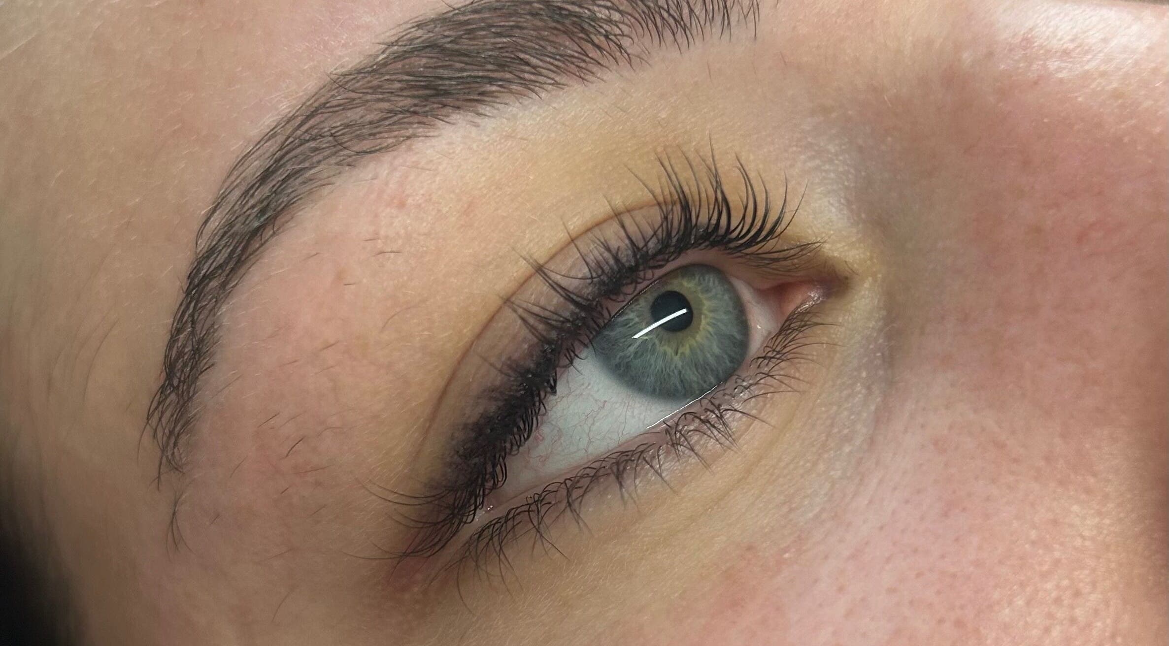 Close-up of expertly groomed eyelashes at The Beauty Vault, Tandragee, Northern Ireland, GB.