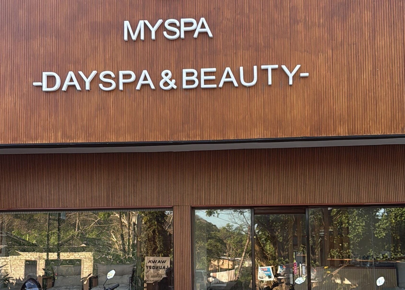 Elegant facade of My Spa Lombok Group in Nusa Tenggara Barat, ID featuring wooden exterior.