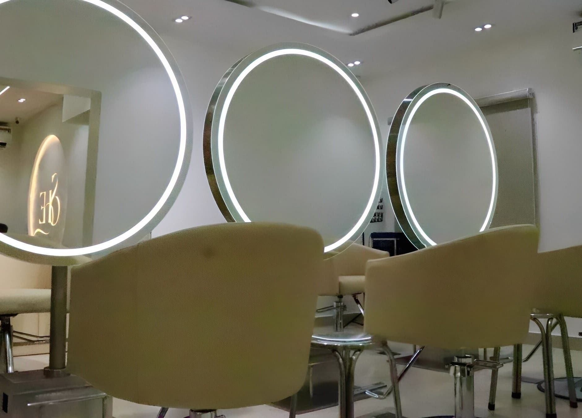 Modern vanity mirrors at SHE Beauty Studio, Lagos, Lagos, NG, creating a stylish ambiance.