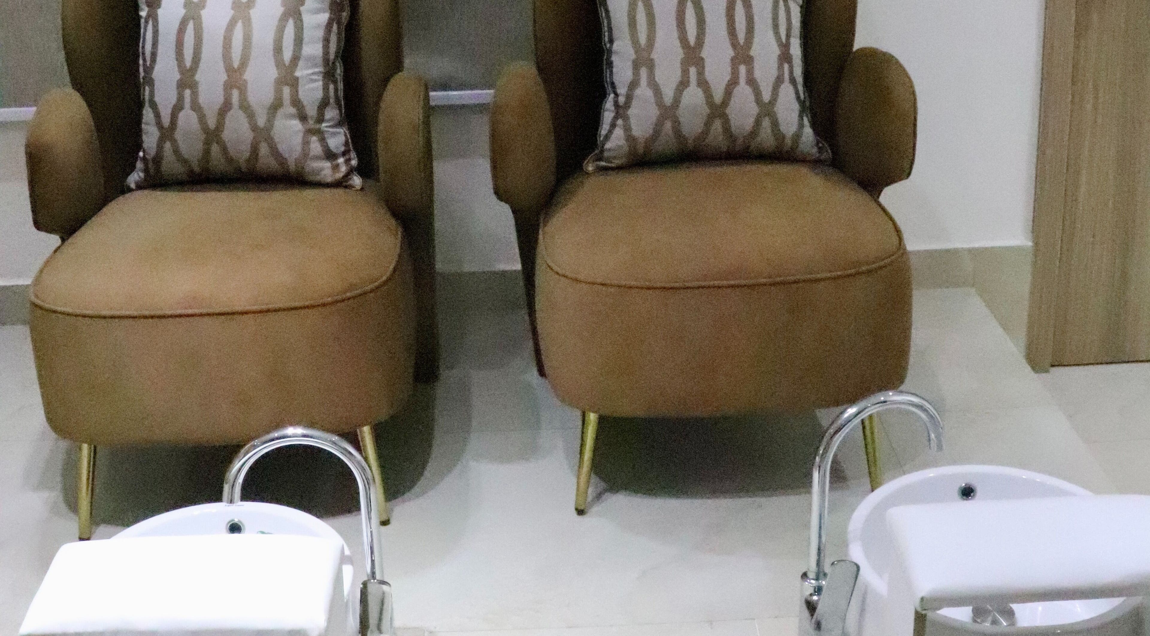 Plush pedicure chairs at SHE Beauty Studio, Lagos, Lagos, NG offer premium comfort and style.