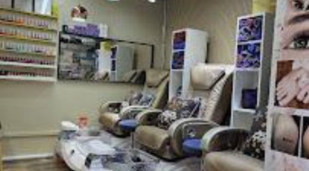 Spacious interior with pedicure chairs at Sakura Nails, Singapore, Singapore, SG.