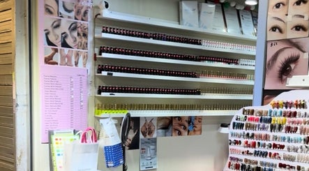 Sakura Nails display in Singapore, SG, showcasing a vibrant array of nail polish and design options.