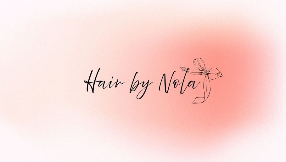 Elegant logo of Hair By Nola, Brighton And Hove, England, GB with subtle pink background.