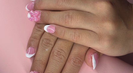 Elegant pink and white nail art at Luxe Naild By Tea, El Paso, Texas, US.