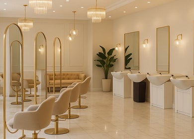 Stylish beauty salon interior at Parrucchiera Emma, Parma, Emilia-Romagna, IT with chic decor and modern stations.