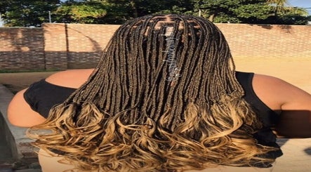 Intricate braids with ombre curls at Gagadras Beauty Luxe, Centurion, Gauteng, ZA.