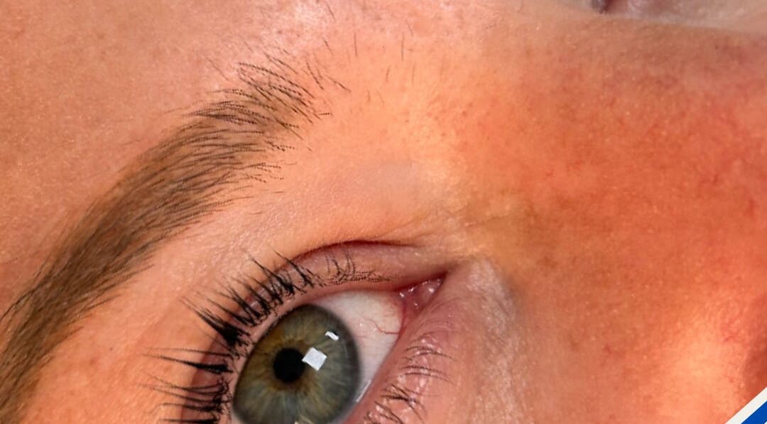 Close-up of eyebrow detailing at saltbrowstudio, Birchington-on-sea, England, GB. Natural, well-defined look.