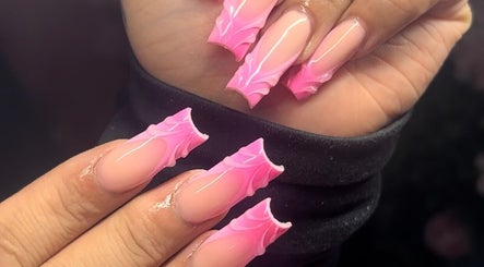 Stylish pink acrylic nails at Velour Ambition, Christchurch, Canterbury Region, NZ.