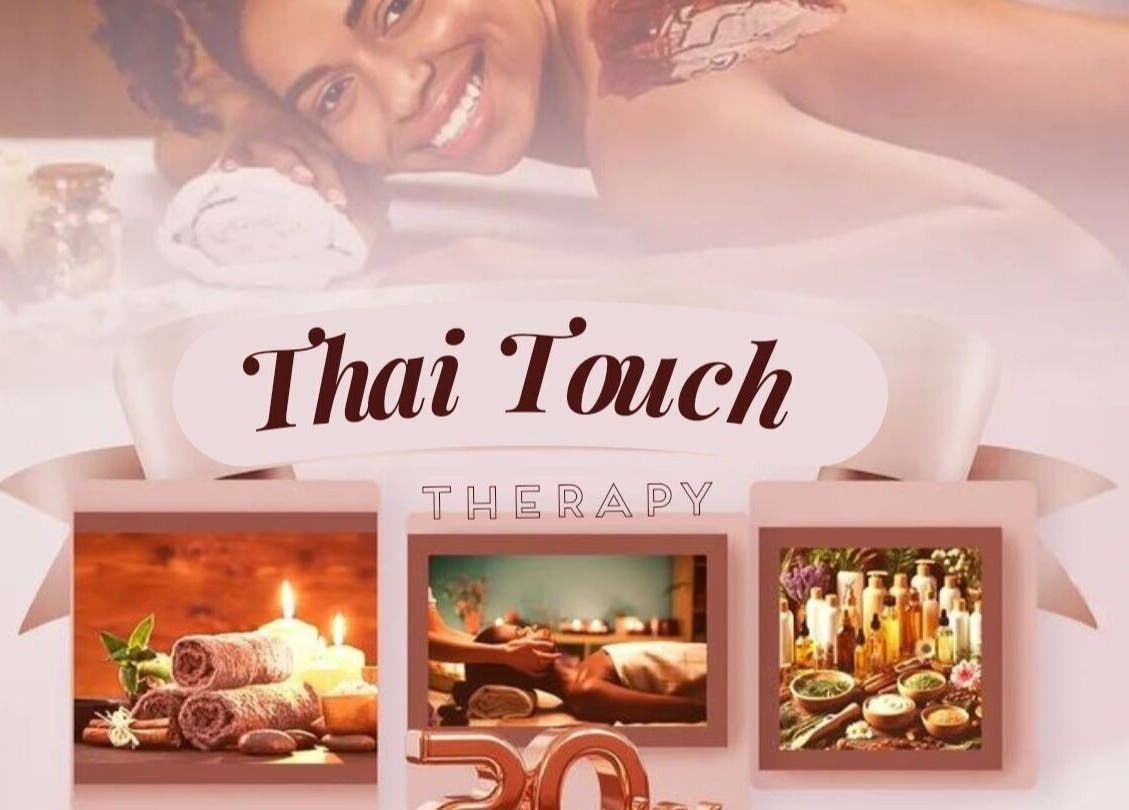 Relaxing spa scene at Thai Touch Therapy, Durban, Kwazulu-natal, ZA with candles and massage oils.