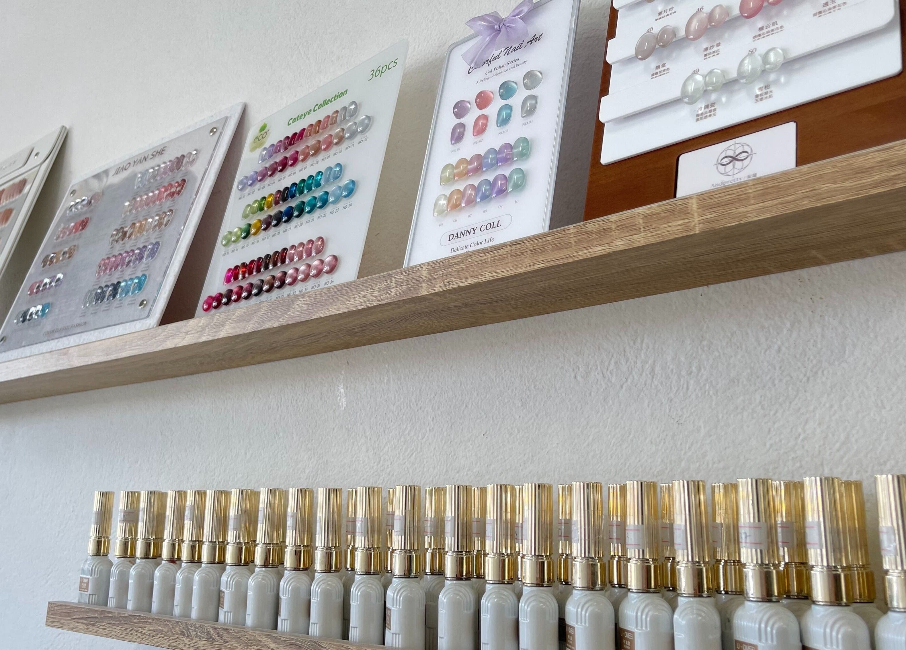 Nail polish and nail art displays at Naila Beauty, Canley Heights, New South Wales, AU.