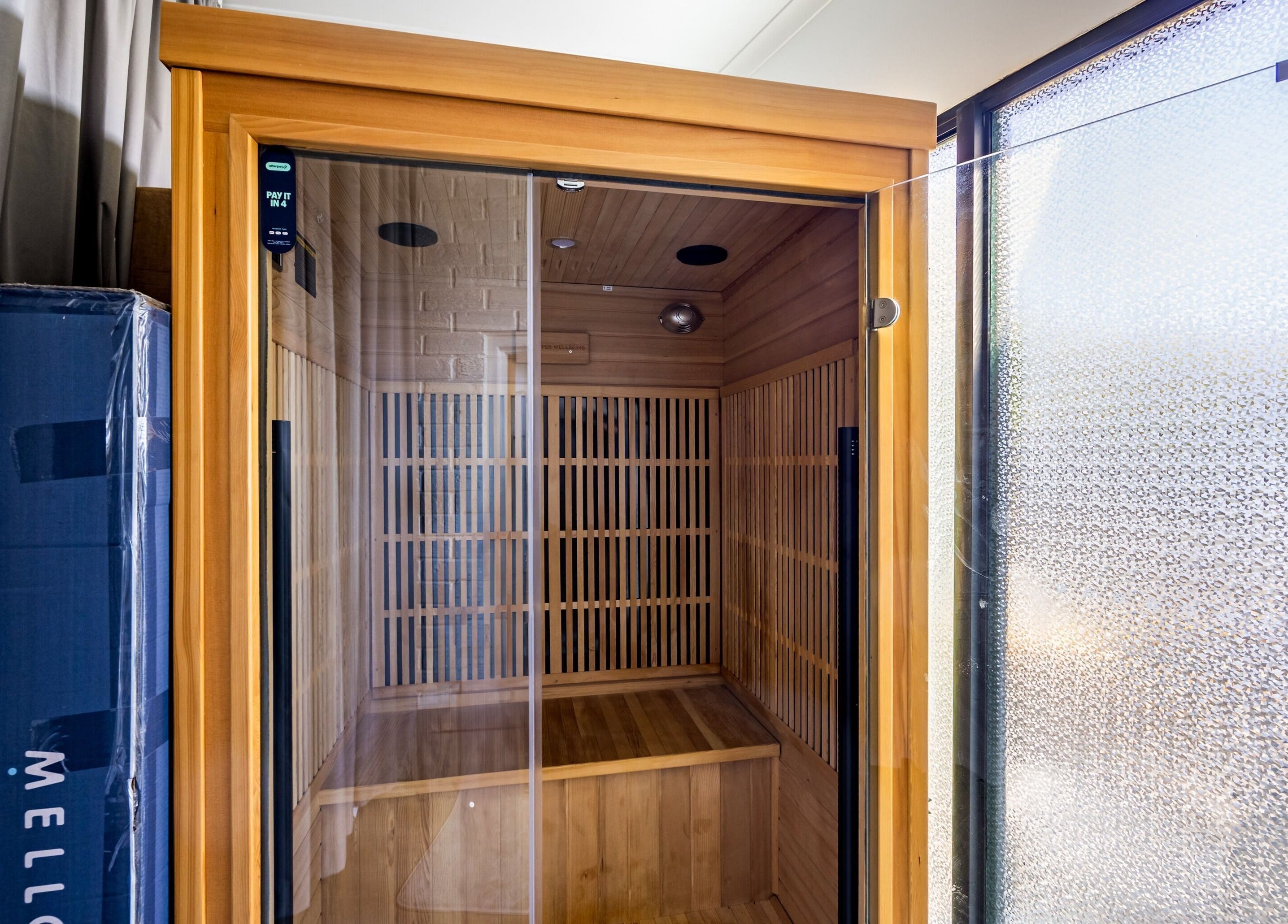 Cozy sauna at Blossom Remedial Therapist in Melbourne, Victoria, AU. Perfect for wellness and relaxation.