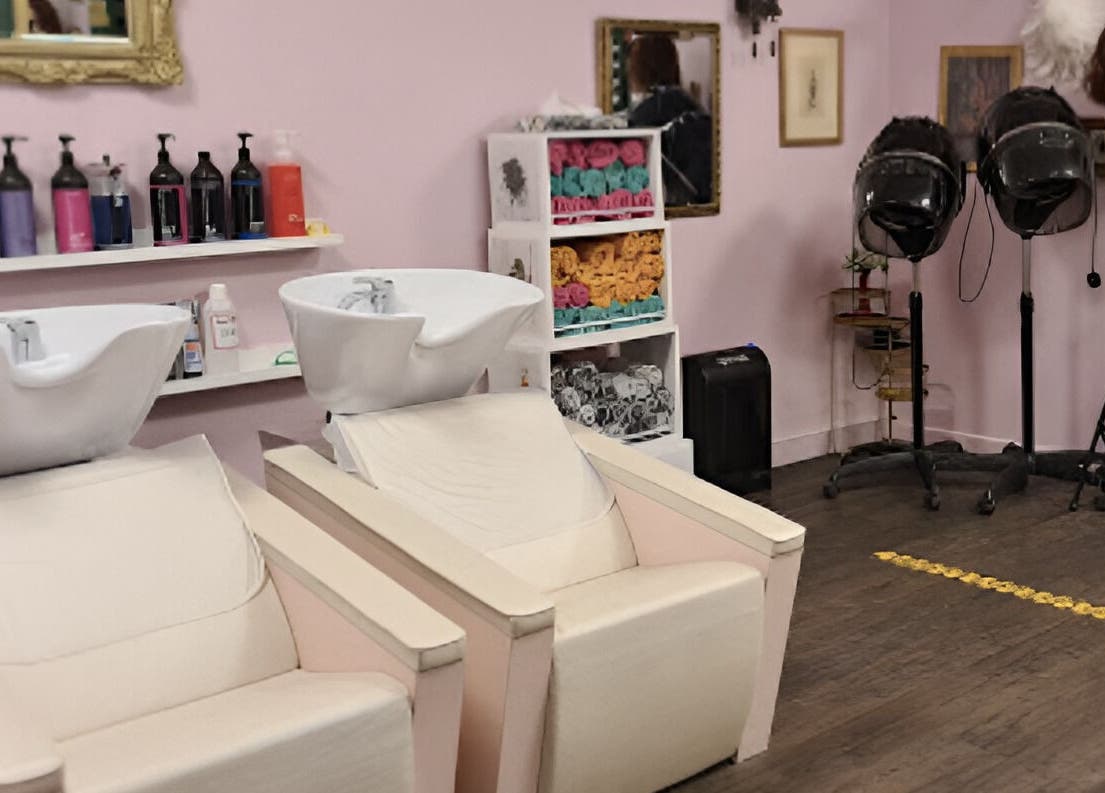 Stylish wash station at Beard and Blow Hairdressing Salon in Romford, England, GB.
