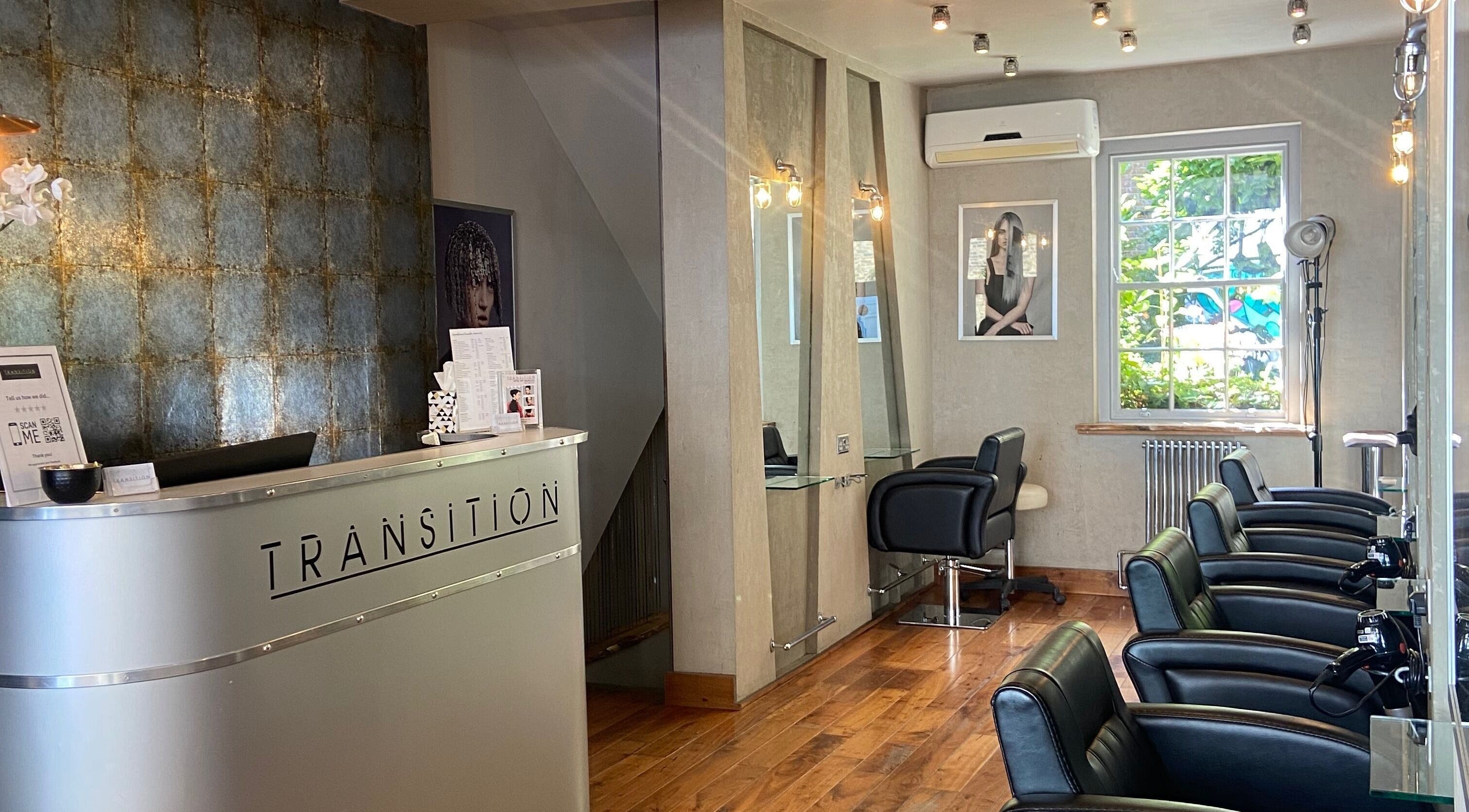 Elegant interior of Transition Salon in London, England, GB with modern chairs and chic decor.
