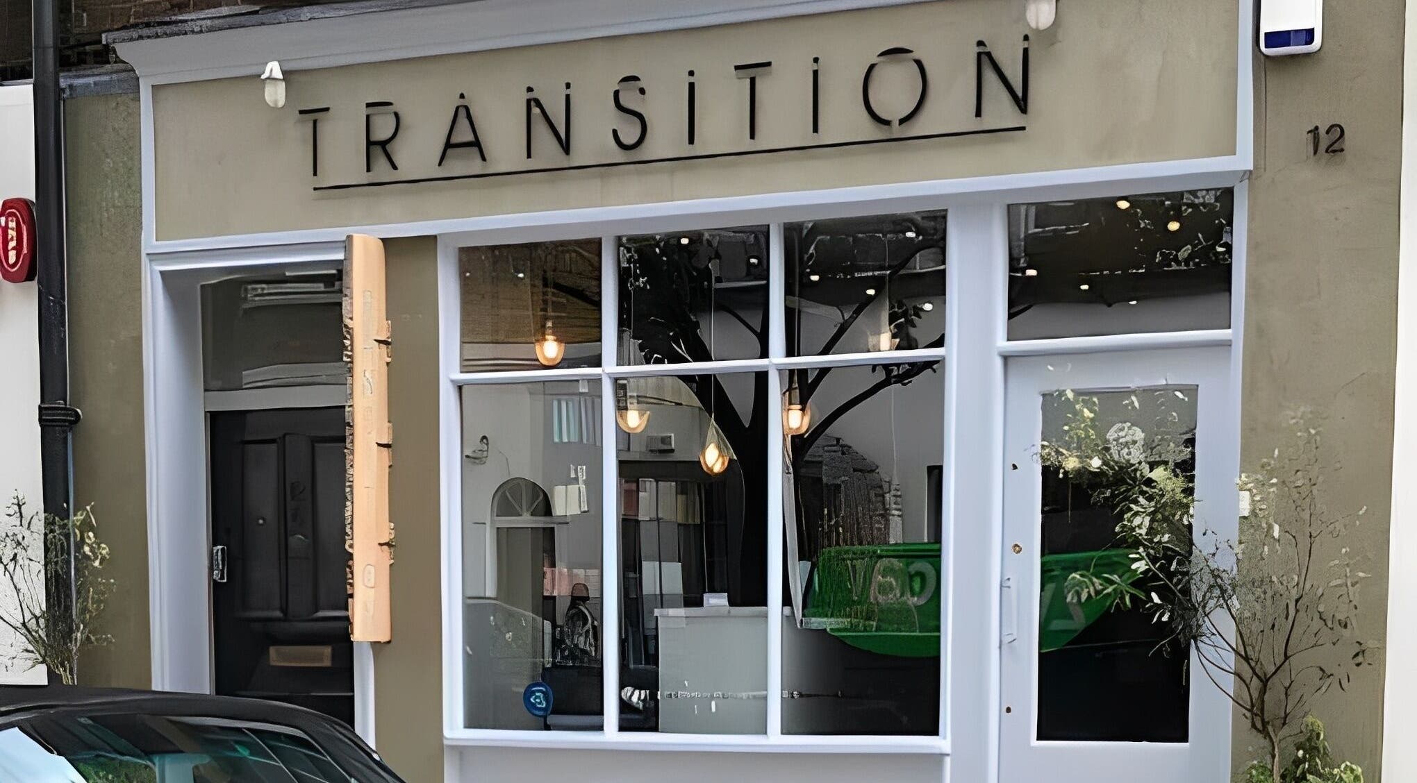 Front view of Transition Salon in London, England, GB, showcasing elegant exterior design.