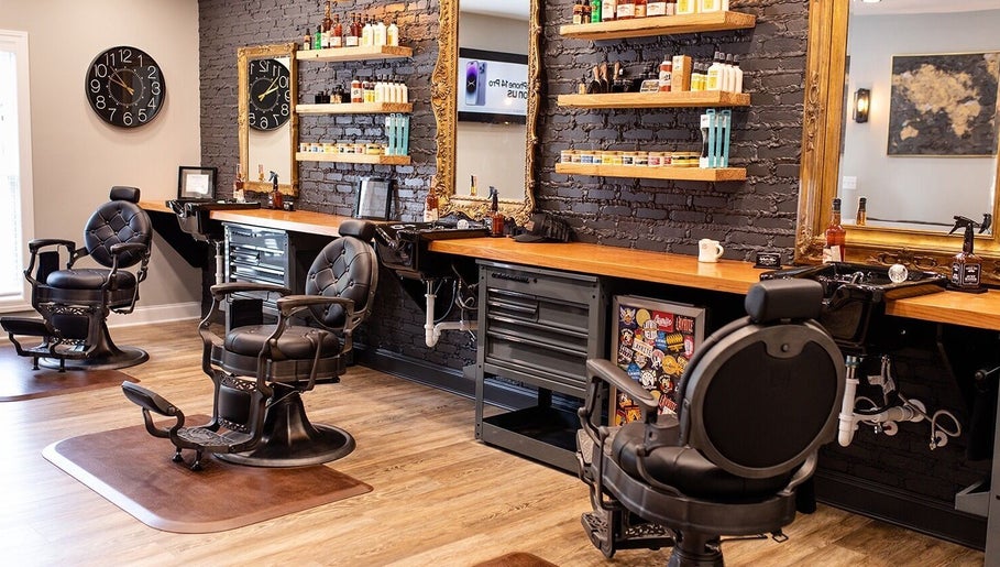 Chic vintage barber chairs and products at Kool Kidz, Laurel, Maryland, US.