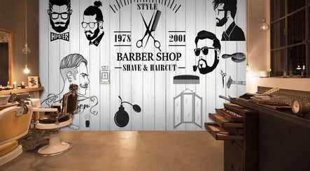 Chic barber shop at Kool Kidz in Laurel, Maryland, US, featuring vintage decor and stylish grooming tools.
