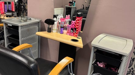 Salon station at Beautiful Day Hair by Laila Day in Felixstowe, England, GB showcasing hair products.