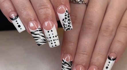 Stylish black and white nail art at Ae Beauty Studios, Edinburgh, Scotland, GB.