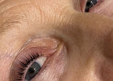 Close-up of eyelash treatment at Ae Beauty Studios, Edinburgh, Scotland, GB.