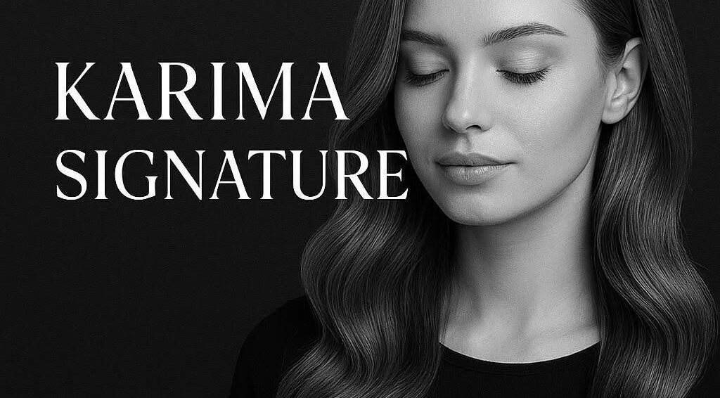 Karima Signature.ca à Montréal, Québec, CA. Portrait élégant d'une femme sereine aux cheveux ondulés.